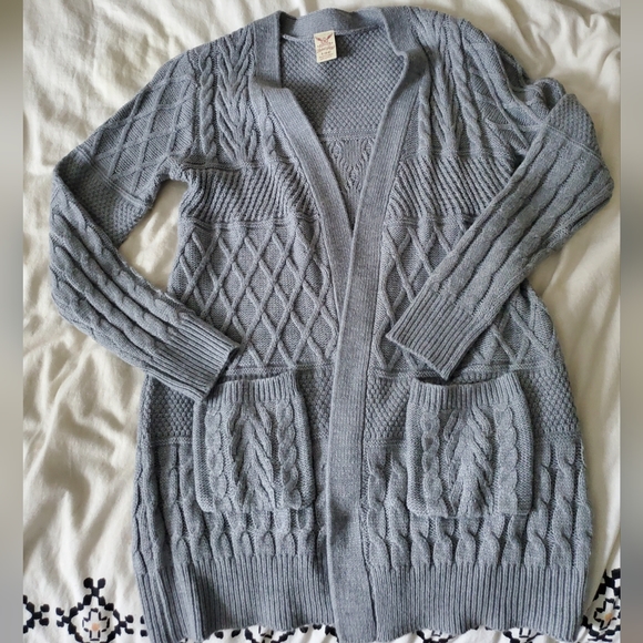 Grey Cable Knit Cardigan - Picture 3 of 5
